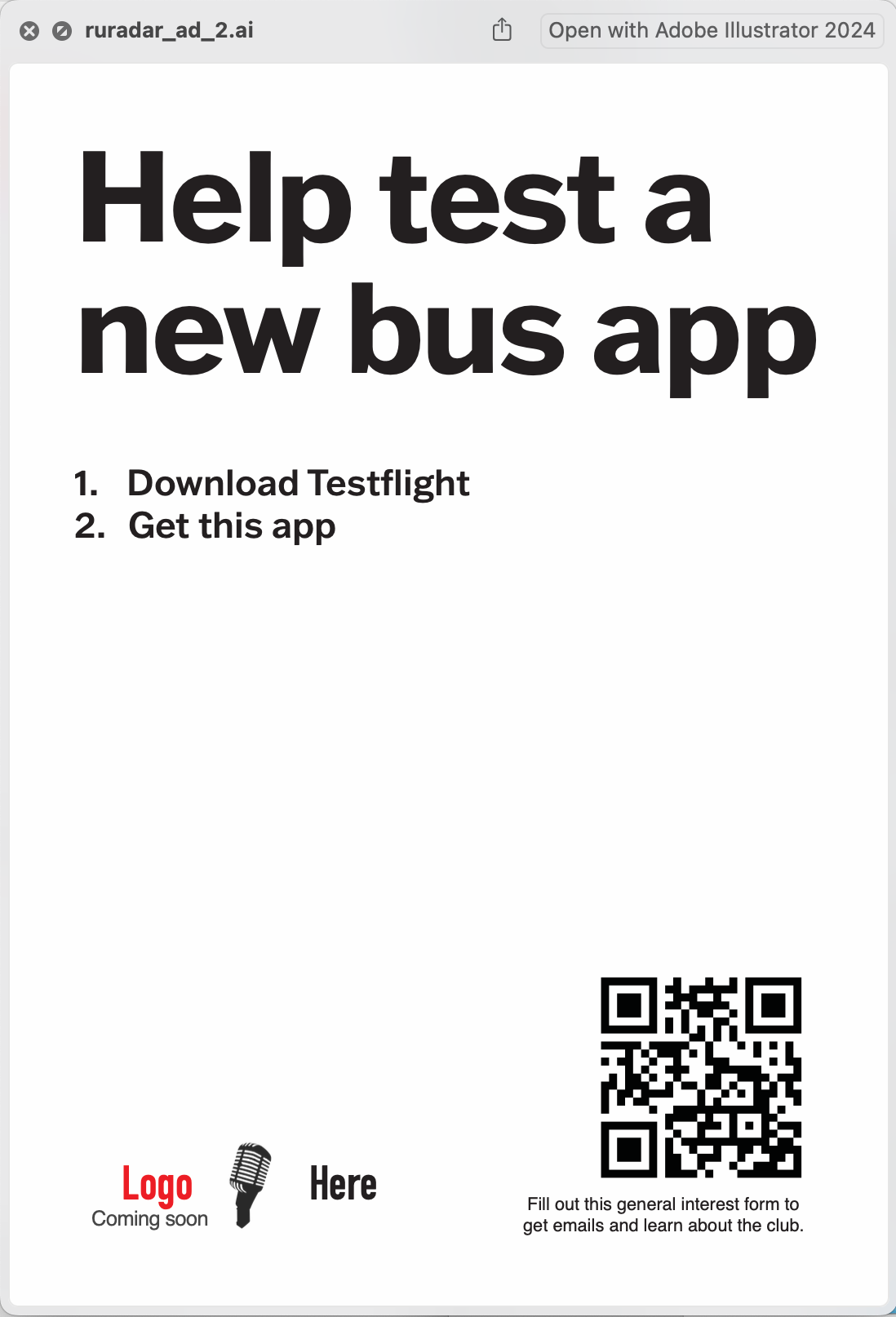 A screenshot of a poster asking students to “test out a new bus app”.